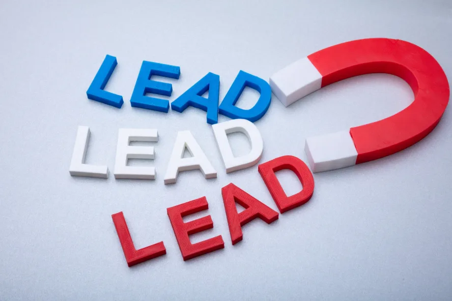 Leadgeneratie – magneet trekt het woord lead aan Leadgeneratie – magneet trekt het woord lead aan